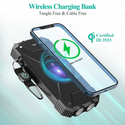 Ασύρματη 10000mAh φορητή τράπεζα ηλιακής ενέργειας φορτιστών Qi για το τηλέφωνο και το lap-top