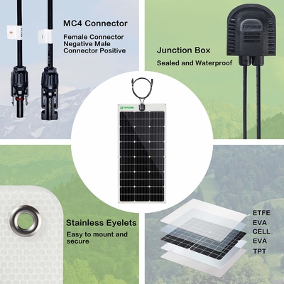 Εύκαμπτο λεπτό Monocrystalline ηλιακό πλαίσιο ηλιακών πλαισίων 12v 24V Bendable 100w