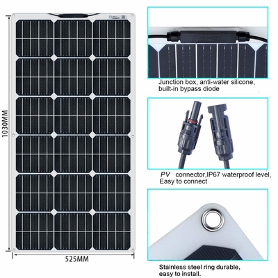 Monocrystalline εύκαμπτο άμορφο ηλιακό πλαίσιο 100W 12V 400W 40A